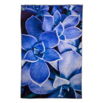 Covor modern Blue Flower, poliester, albastru, 60 x 90 cm