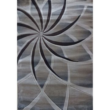 Covor modern Geo Hand Carved 7525, polipropilena heat set, model abstract crem, 120 x 160 cm