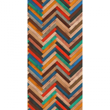 Covor modern Kitchen Wood DT02686_101, poliester, model geometric, multicolor, 70 x 140 cm