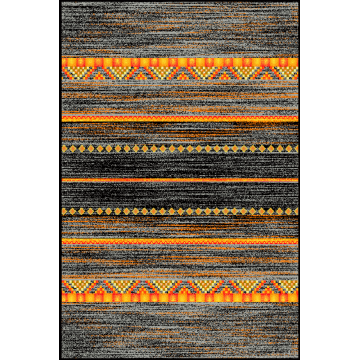 Covor modern Kolibri 11271/180, 100% polipropilena friese, negru/portocaliu, 80 x 150 cm