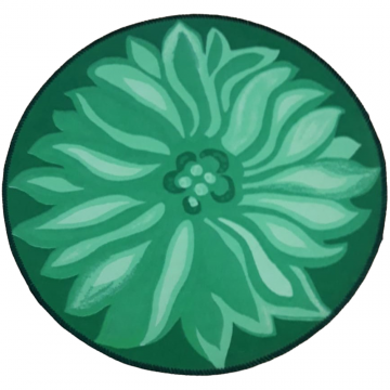 Covor modern Print Mat, poliester, model cu floare verde, 70 cm