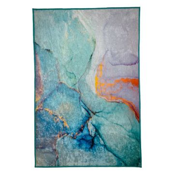 Covor modern Stone, poliester, bleu, 60 x 90 cm