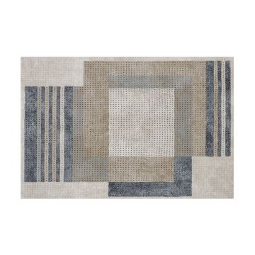 Covor modern Tarkett Boho, polipropilena, model geometric bej/gri, 120 x 170 cm