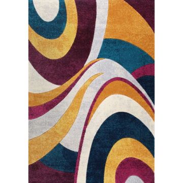 Covor modern Tribeca, 100% polipropilena friese, model geometric multicolor, 80 x 150 cm