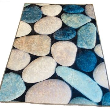 Covor pentru interior Pebbles DA-1794, poliester, albastru, 60 x 90 cm