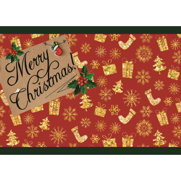 Covoras Craciun DT02202, Merry Christmas, poliester, rosu/verde,  60 x 90 cm ieftin