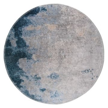 Covor albastru/gri lavabil rotund ø 120 cm – Vitaus