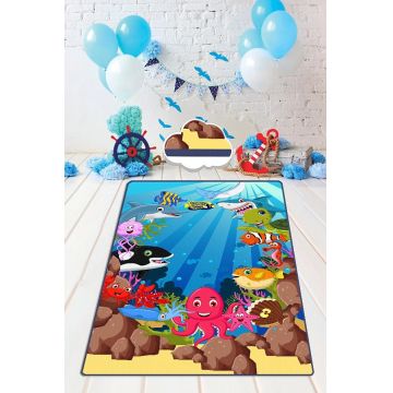 Covor antiderapant pentru copii Aquarium 150x200 cm