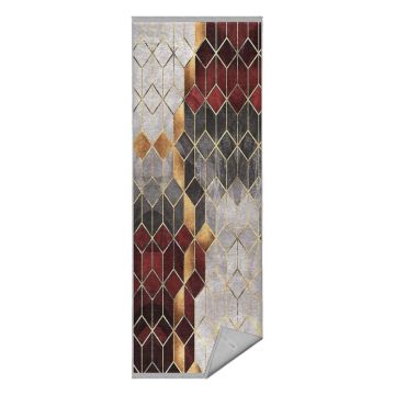Covor burgundy-gri lavabil de tip traversă 80x200 cm – Mila Home