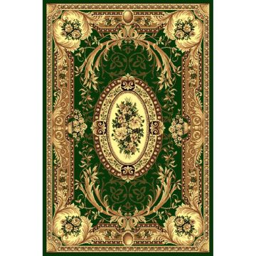 Covor clasic Gold 042/32, polipropilena BCF, verde/bej, 60 x 110 cm ieftin