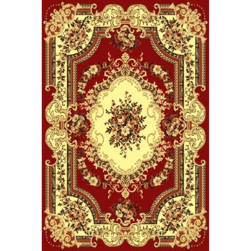 Covor clasic Gold 047/22, polipropilena BCF, rosu-bej, 80 x 150 cm ieftin