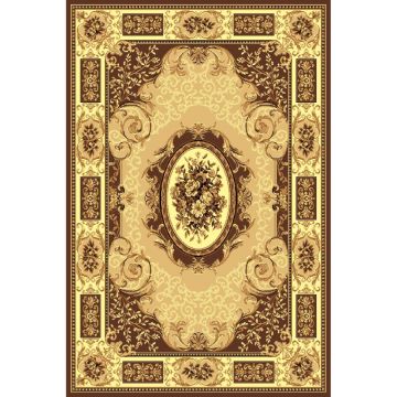 Covor clasic Gold 242/12, polipropilena BCF, bej-maro, 60 x 110 cm ieftin