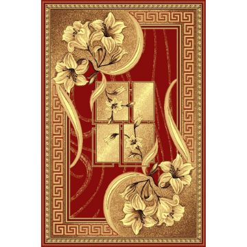 Covor clasic Gold 365/22, polipropilena BCF, rosu-bej, 60 x 110 cm