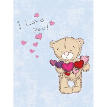 Covor copii Kids Teddy Bear, model cu ursulet, poliester, 70 x 140 cm