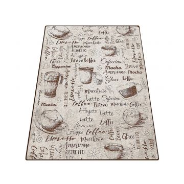 Covor de bucatarie Conversation, Bej, anti-alunecare, lavabil, 100 x 200 cm