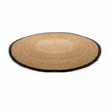 Covor Jute, din iuta si bumbac, crem + negru, 90x150 cm, la reducere