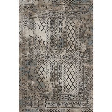 Covor modern Boho L 36EME 1K, polipropilena+poliester, model abstract gri, 200 x 290 cm