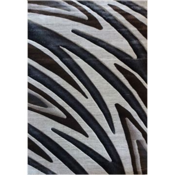 Covor modern Geo Hand Carved 7164, polipropilena heat set, model abstract bej-maro, 120 x 160 cm