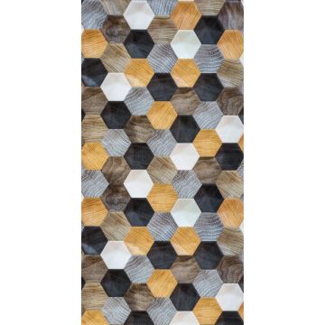 Covor modern Kitchen Wood DT02681_102, poliester, model geometric, multicolor, 70 x 140 cm