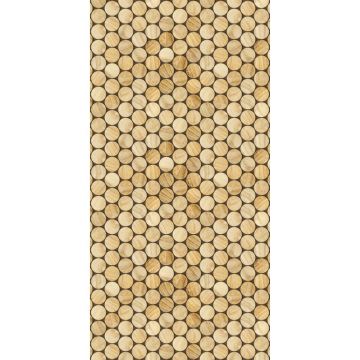 Covor modern Kitchen Wood, poliester, model geometric bej natural, 70 x 140 cm