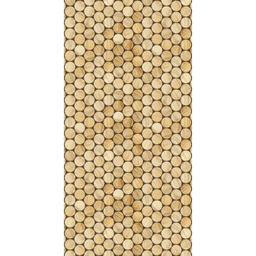 Covor modern Kitchen Wood, poliester, model geometric bej natural, 70 x 140 cm ieftin