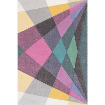 Covor modern Sintelon Pastel  30SKS, polipropilena, model geometric multicolor, 80 x 150 cm