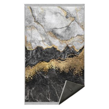 Covor negru-alb lavabil 80x140 cm – Mila Home Covor negru-alb lavabil 80x140 cm – Mila Home