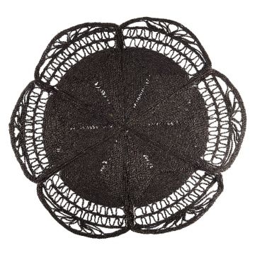Covor negru rotund ø 150 cm Flower – Jardin d'Ulysse Covor negru rotund ø 150 cm Flower – Jardin d'Ulysse