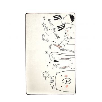 Covor pentru copii Be Happy, Alb, 100x160 cm