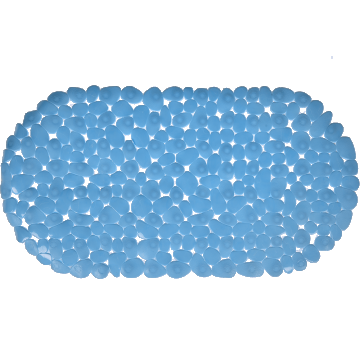 Covoras de baie antiderapant MSV Stone, PVC, bleu, 68x35 cm