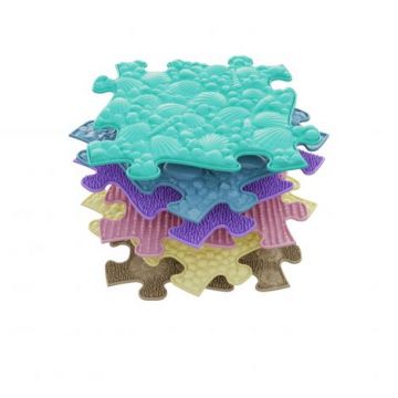 Covoras ortopedic senzorial puzzle Set B pastel pentru bebelusi