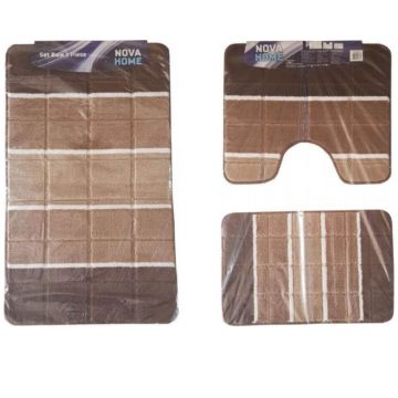 Set covorase baie Sanitec,  SN 437, poliester, maro, 60 x 100 cm