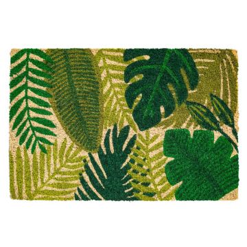 Stergator intrare Ruco Print 786, model cu frunze, 100% fibra de nuca de cocos, 40 x 60 cm