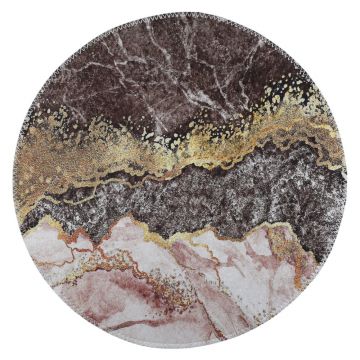 Covor maro/auriu lavabil rotund ø 80 cm – Vitaus