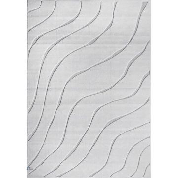 Covor modern Oksi 38012, polipropilena, alb, 80 x 150 cm