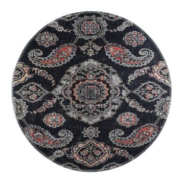 Covor negru lavabil rotund ø 80 cm – Vitaus ieftin