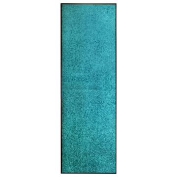 Covoraș de ușă lavabil cyan 60 x 180 cm