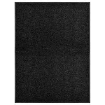 Covoraș de ușă lavabil negru 90 x 120 cm