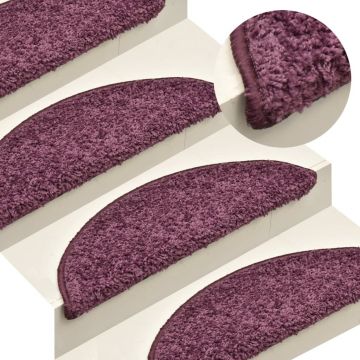 Covorașe pentru trepte scară 15 buc. violet inchis 56x17x3 cm