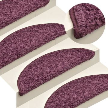 Covorașe pentru trepte scară 15 buc. violet inchis 65x21x4 cm