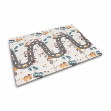 Covoras de joaca pentru copii cu doua fete Nukido Grey 200x150x1cm ,pliabil,realizat din spuma XPE inodora,in cutie de carton ce se poate colora