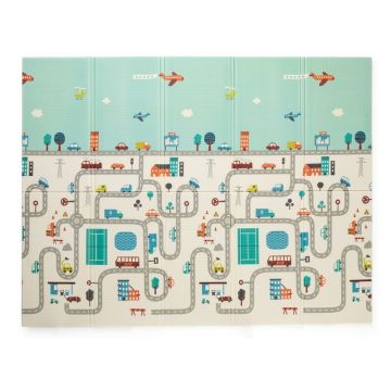 Covoras de joaca PetiteMars reversibil 197 x 147 x 1 cm oras multicolor